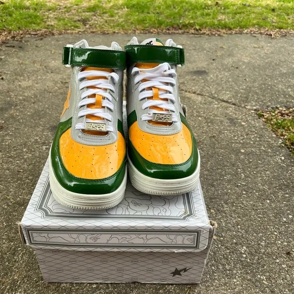 A Bathing Ape Bape Sta Mid Green Grey Orange - Picture 2 of 5